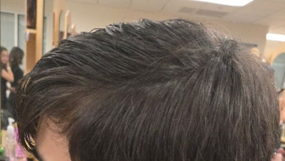 Closeup of a stylish haircut at Serene_Haven_Salon, Von Ormy, Texas, US.