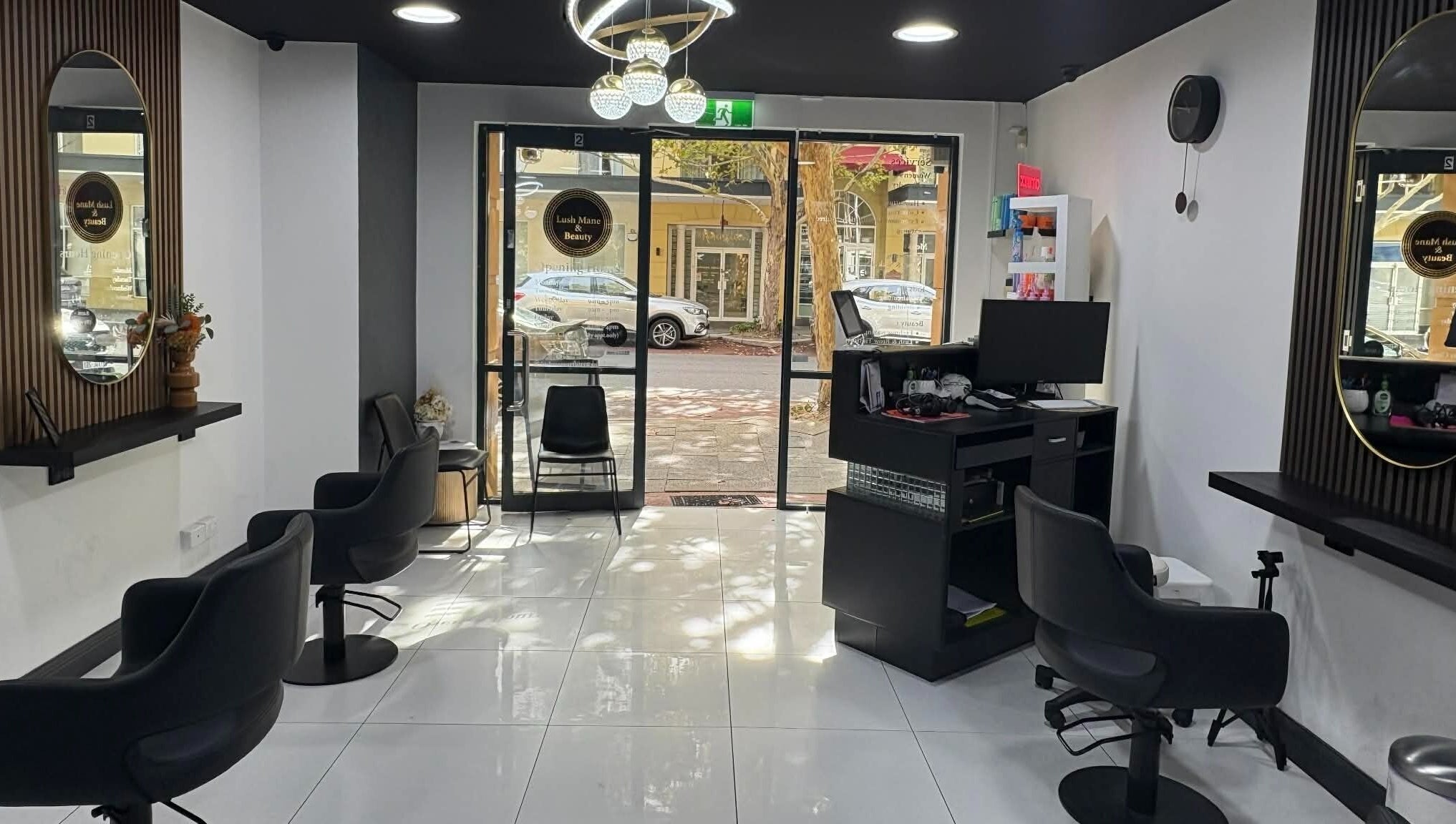 Modern Yasu Hair salon in Perth, Western Australia, AU featuring stylish chairs and decor.