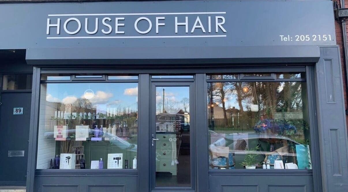 Front view of Emily White Hair, Forest Hall, England, showcasing a chic and inviting salon exterior.