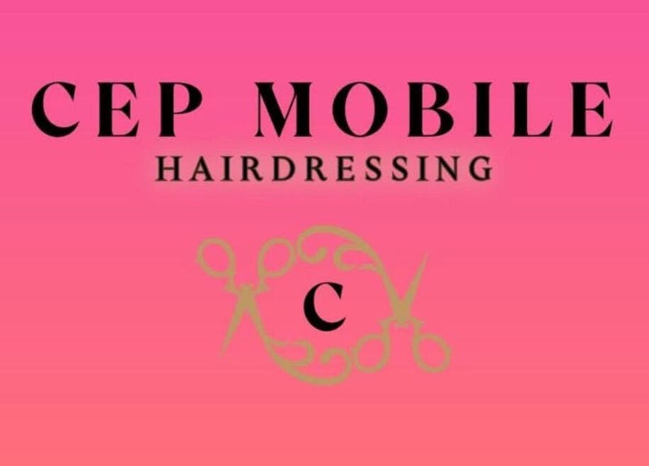 CEP mobile hairdressing logo with scissors graphic in Kidsgrove, GB.
