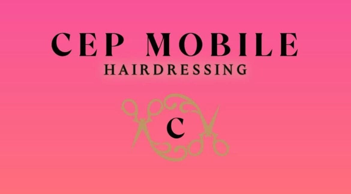 CEP mobile hairdressing logo with scissors graphic in Kidsgrove, GB.