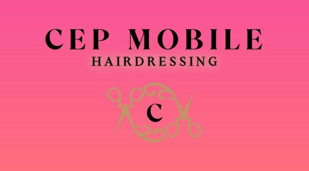 CEP mobile hairdressing logo with scissors graphic in Kidsgrove, GB.