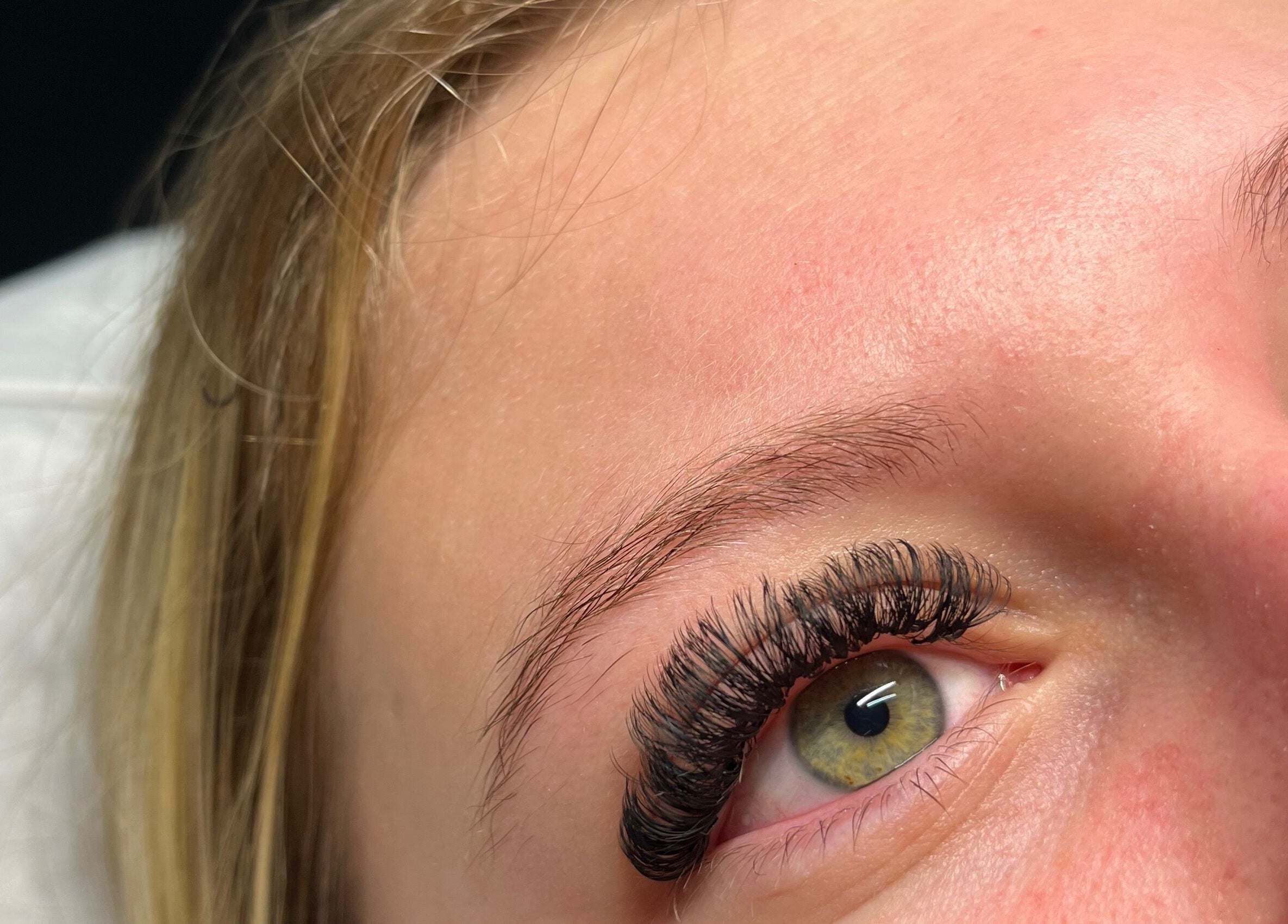 Close-up of lush eyelash extensions at LashedByGrace, Brighton And Hove, England, GB.