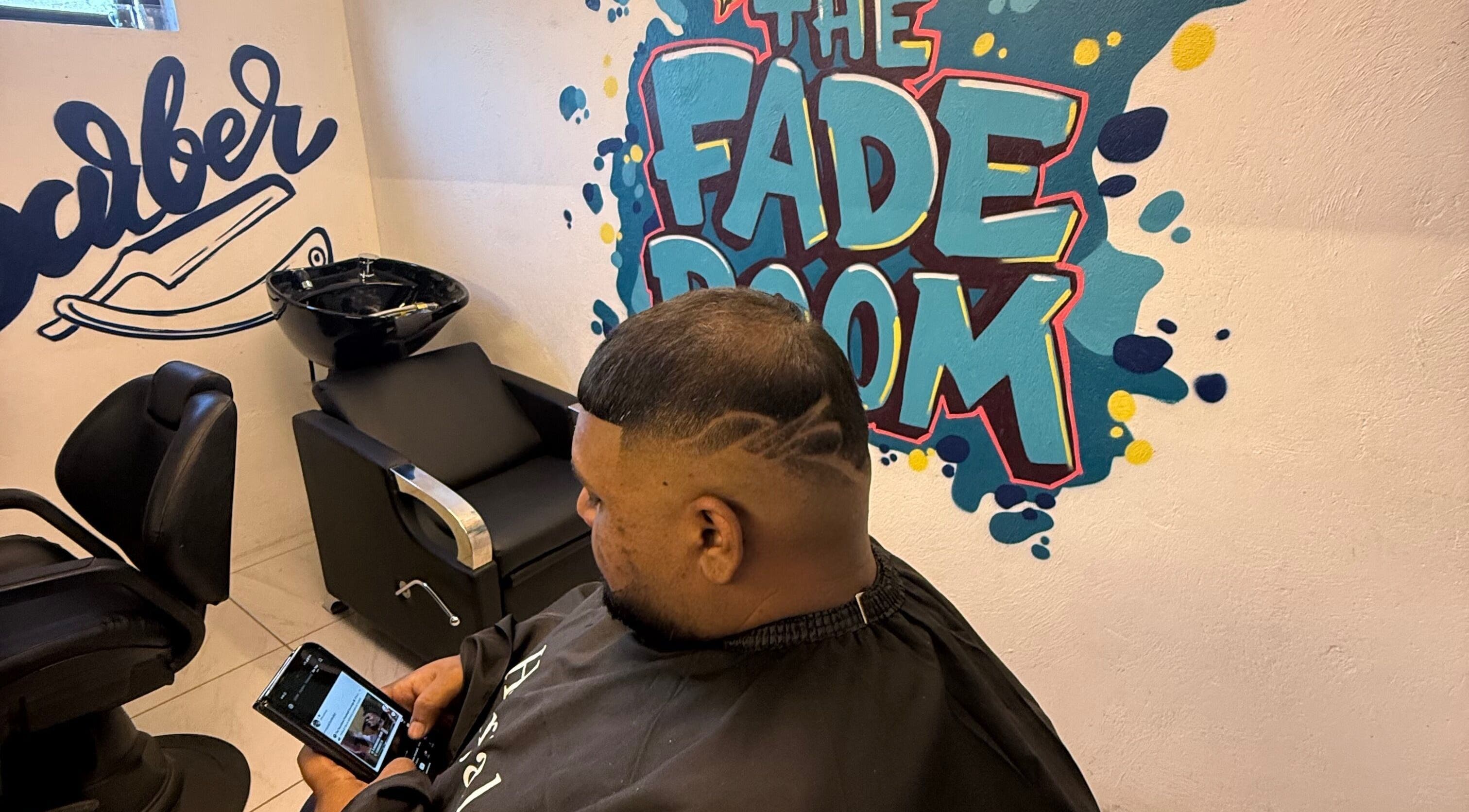 Client with trendy fade haircut at The Fade Room, Vacoas-Phoenix, Plaines Wilhems District, MU.