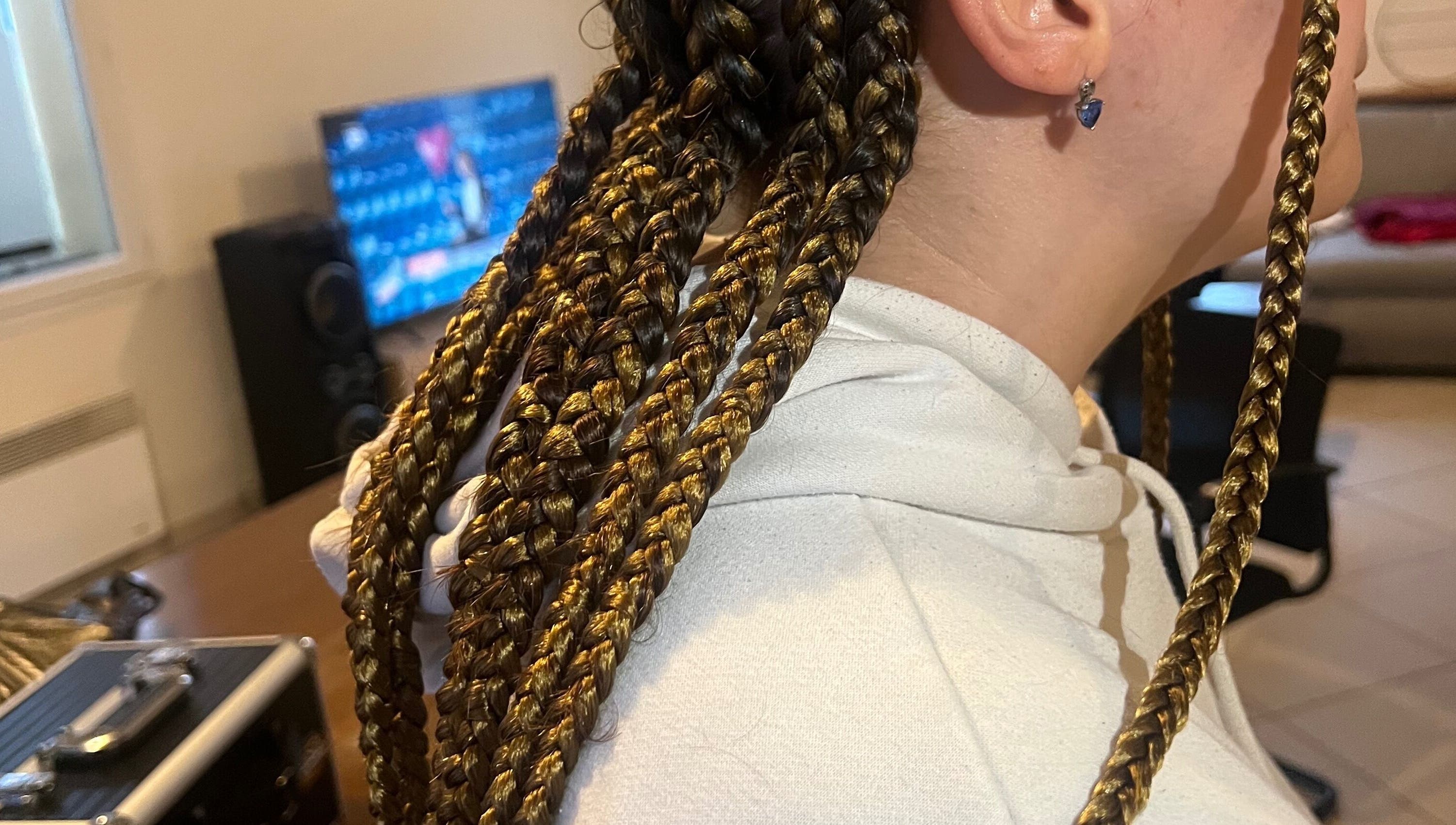 Coiffures afro à Angoulême, Nouvelle-aquitaine, FR, présentant des tresses magnifiquement stylées.