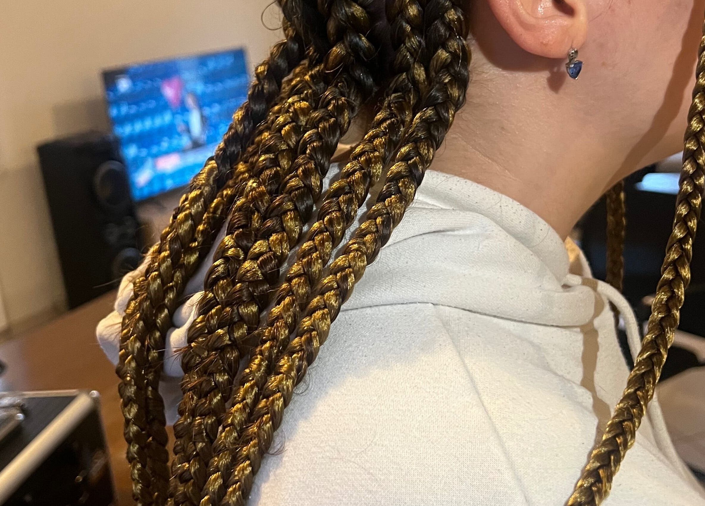 Coiffures afro à Angoulême, Nouvelle-aquitaine, FR, présentant des tresses magnifiquement stylées.