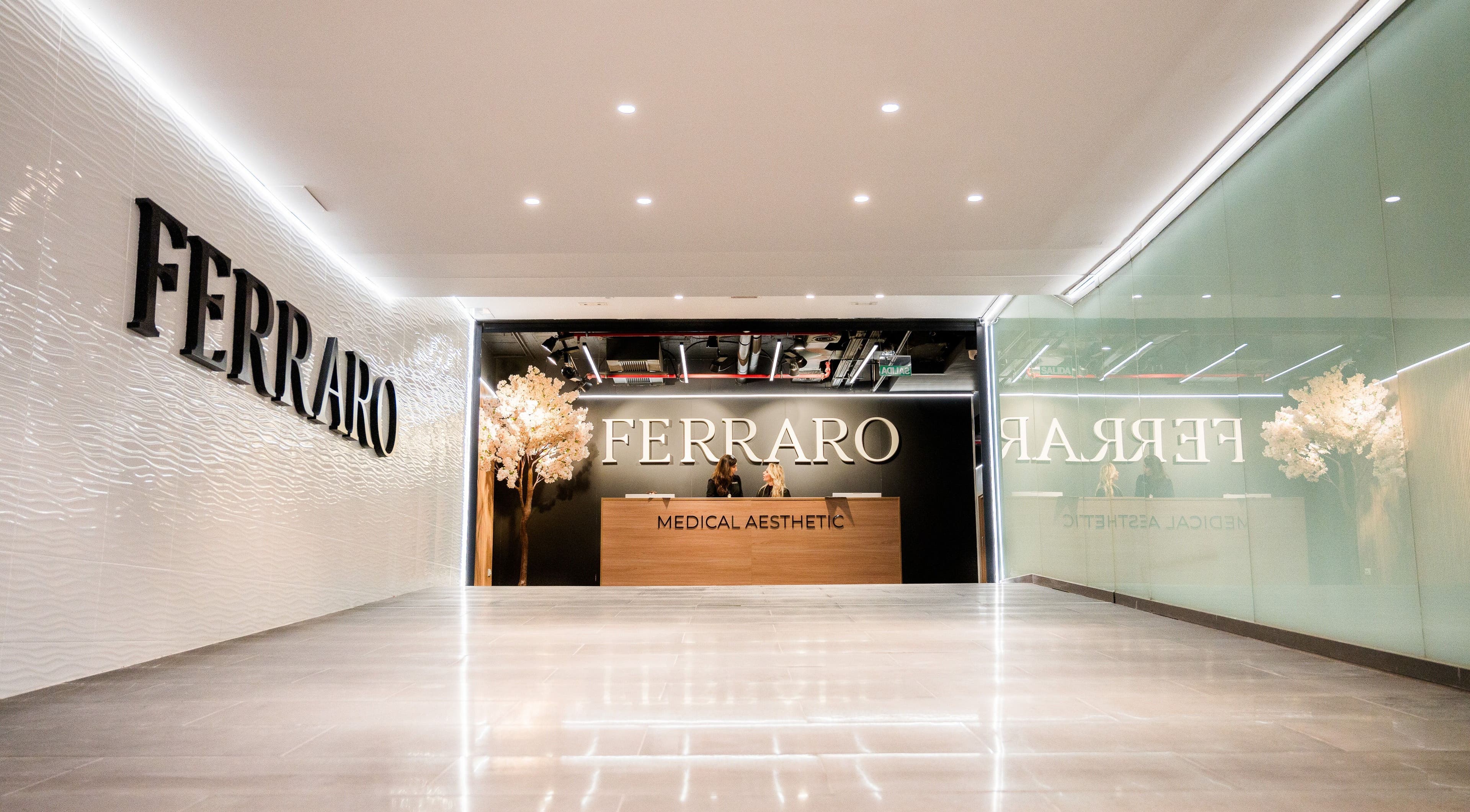 Recepción moderna en Ferraro Medical, Madrid, Comunidad De Madrid, ES, con diseño elegante y luminoso.