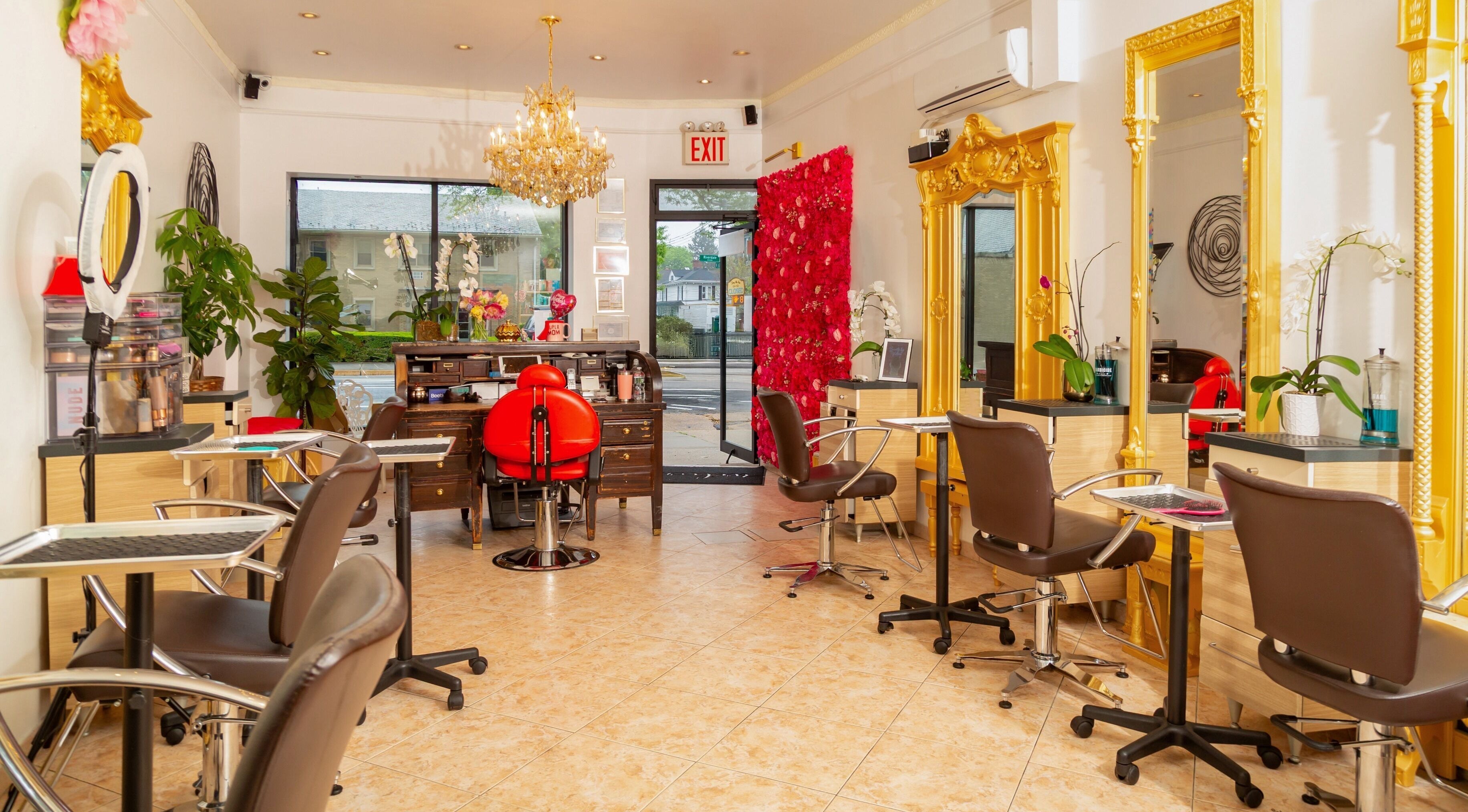Sophisticated salon interior at Beauty by Victoria in New York, New York, US, featuring luxurious decor.