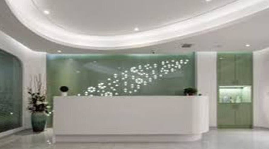 Elegant reception at BIG BEAUTY HAIR CARE, Quincy, Massachusetts, US with modern decor and ambient lighting.