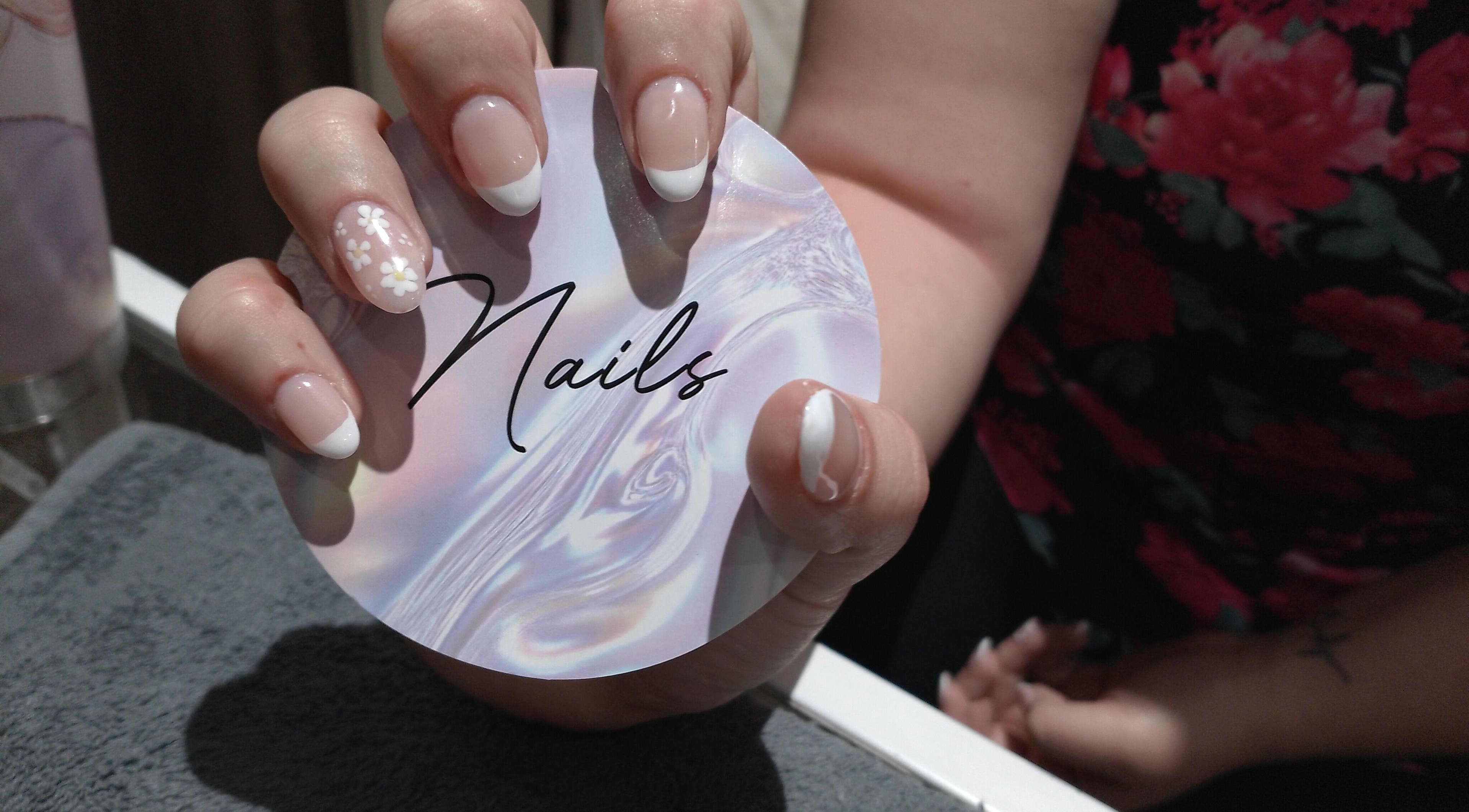 Elegant nails with floral design at Beauty Hause, Alberton, Gauteng, ZA. A perfect blend of style and artistry.