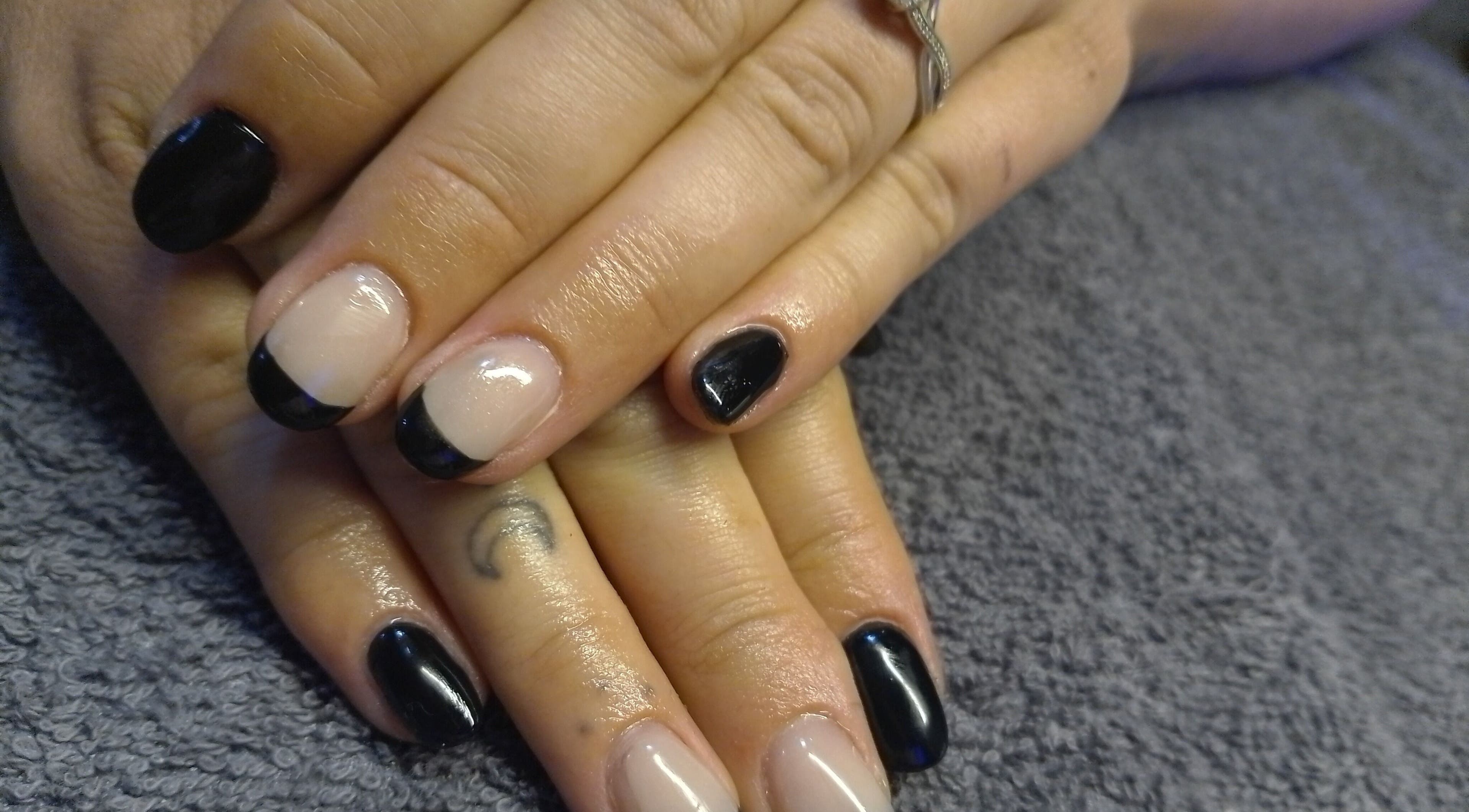 Elegant black and nude manicure at Beauty Hause in Alberton, Gauteng, ZA, showcasing expert nail artistry.