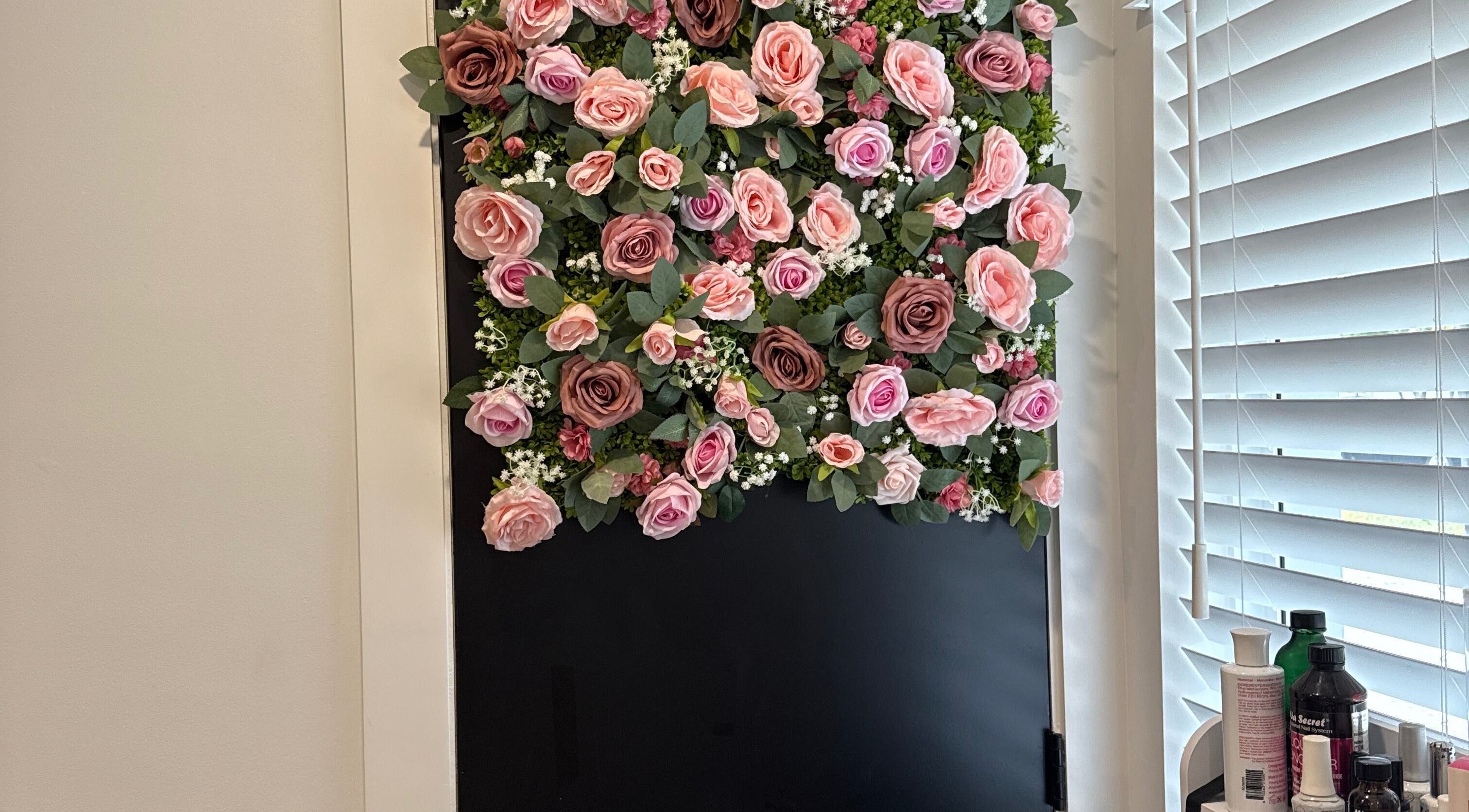 Elegant floral wall decor at Yanet Nail Studio, West Palm Beach, Florida, US enhancing the serene ambiance.