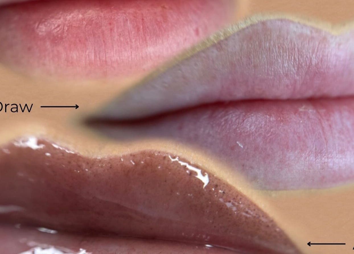 Lip transformation before and after at Brow Bottega, Wellington, Wellington Region, NZ.