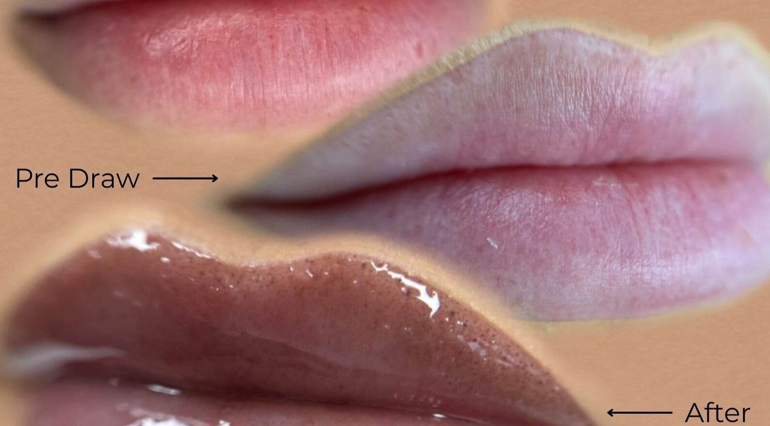 Lip transformation before and after at Brow Bottega, Wellington, Wellington Region, NZ.