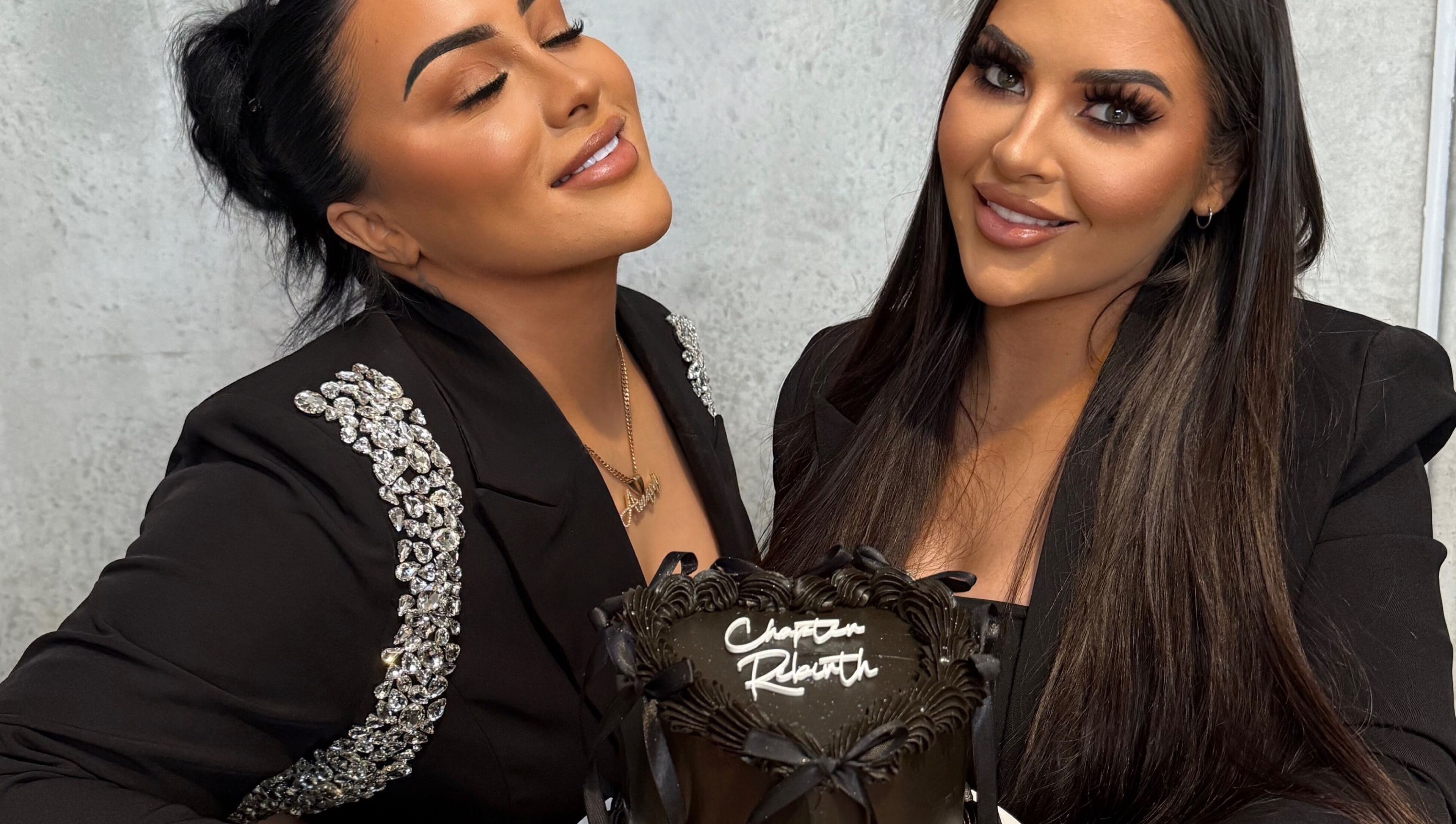 Celebration at Blankos House Of Aesthetics - WLGTN, Wellington, NZ, featuring two women and a cake.