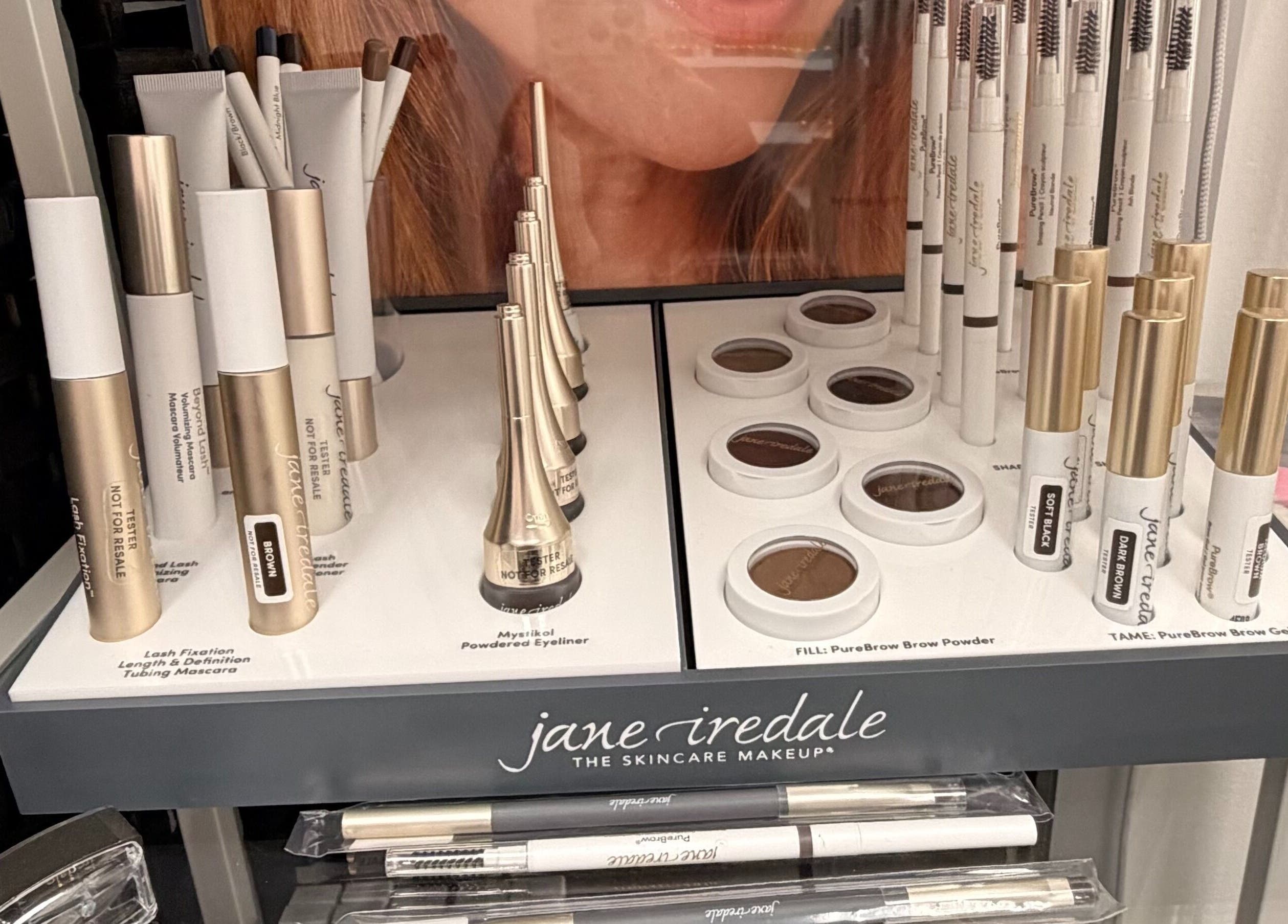 Gloss N Bare Studio in Midvale, Utah, US features a premium makeup display with Jane Iredale products.