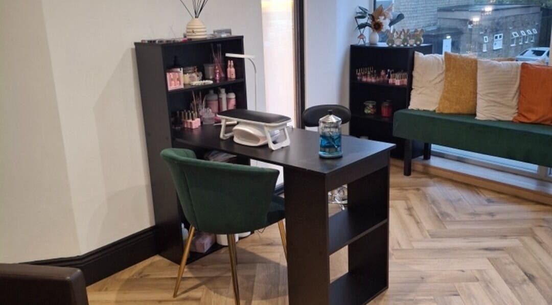 Elegant beauty station at The Toni Touch, Bolton, England, GB, showcasing a stylish manicure setup.