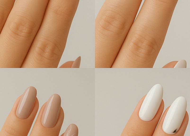 Stylish nude and white nails at Face2Glow, Cape Town, Western Cape, ZA.