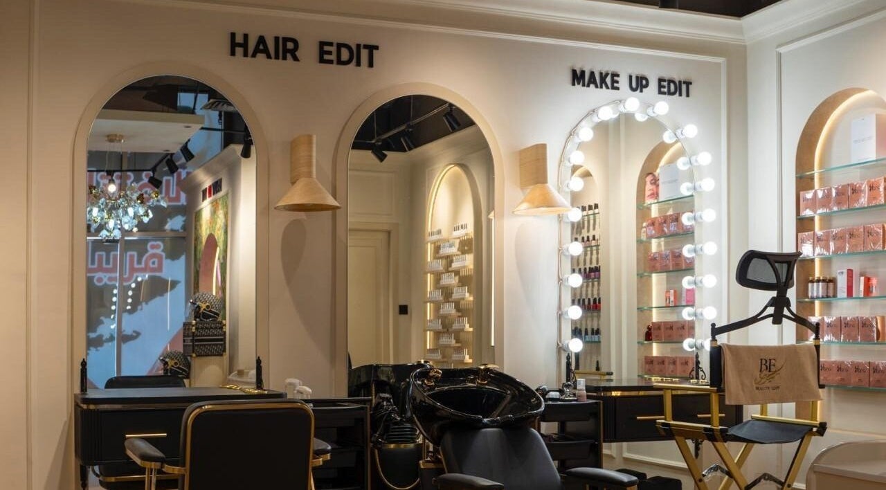 Elegant beauty setup at Beauty Edit Dubai in Dubai, AE featuring stylish hair and makeup stations.