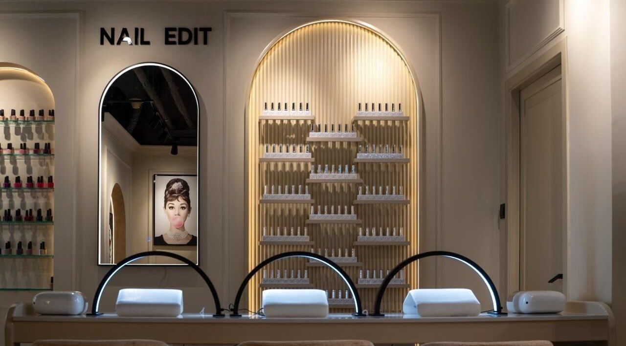 Elegant nail polish display at Beauty Edit Dubai, showcasing modern design in Dubai, AE.