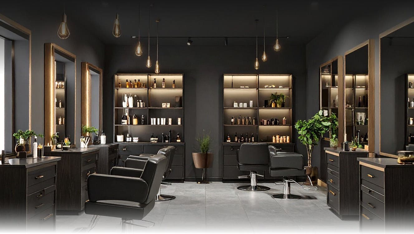 Salon moderne et élégant chez romaindesigncode, Montpellier, Occitanie, FR, avec fauteuils et étagères design.