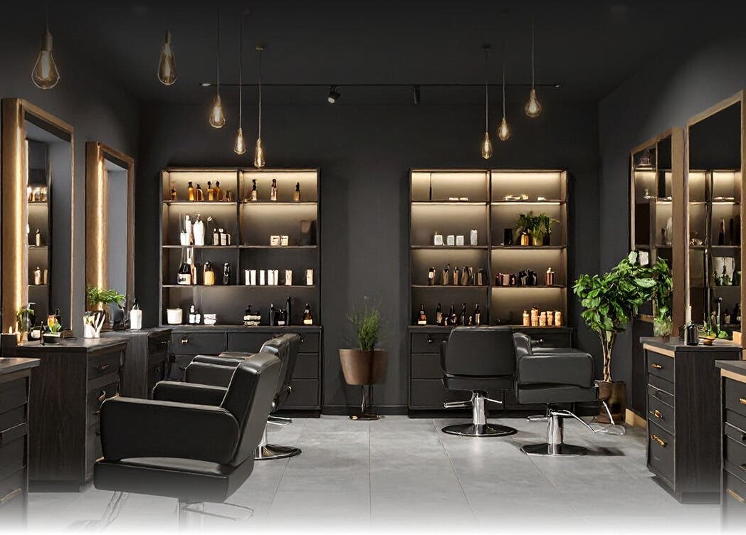 Salon moderne et élégant chez romaindesigncode, Montpellier, Occitanie, FR, avec fauteuils et étagères design.