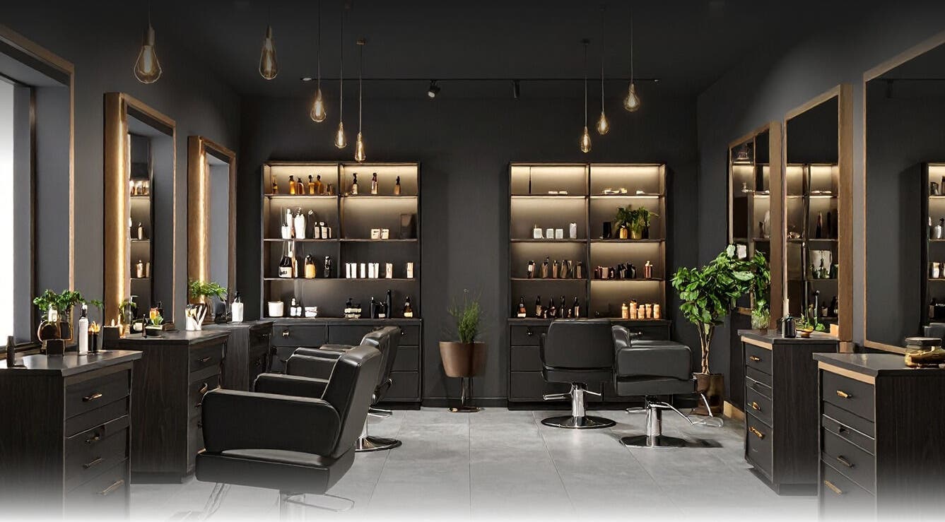 Salon moderne et élégant chez romaindesigncode, Montpellier, Occitanie, FR, avec fauteuils et étagères design.