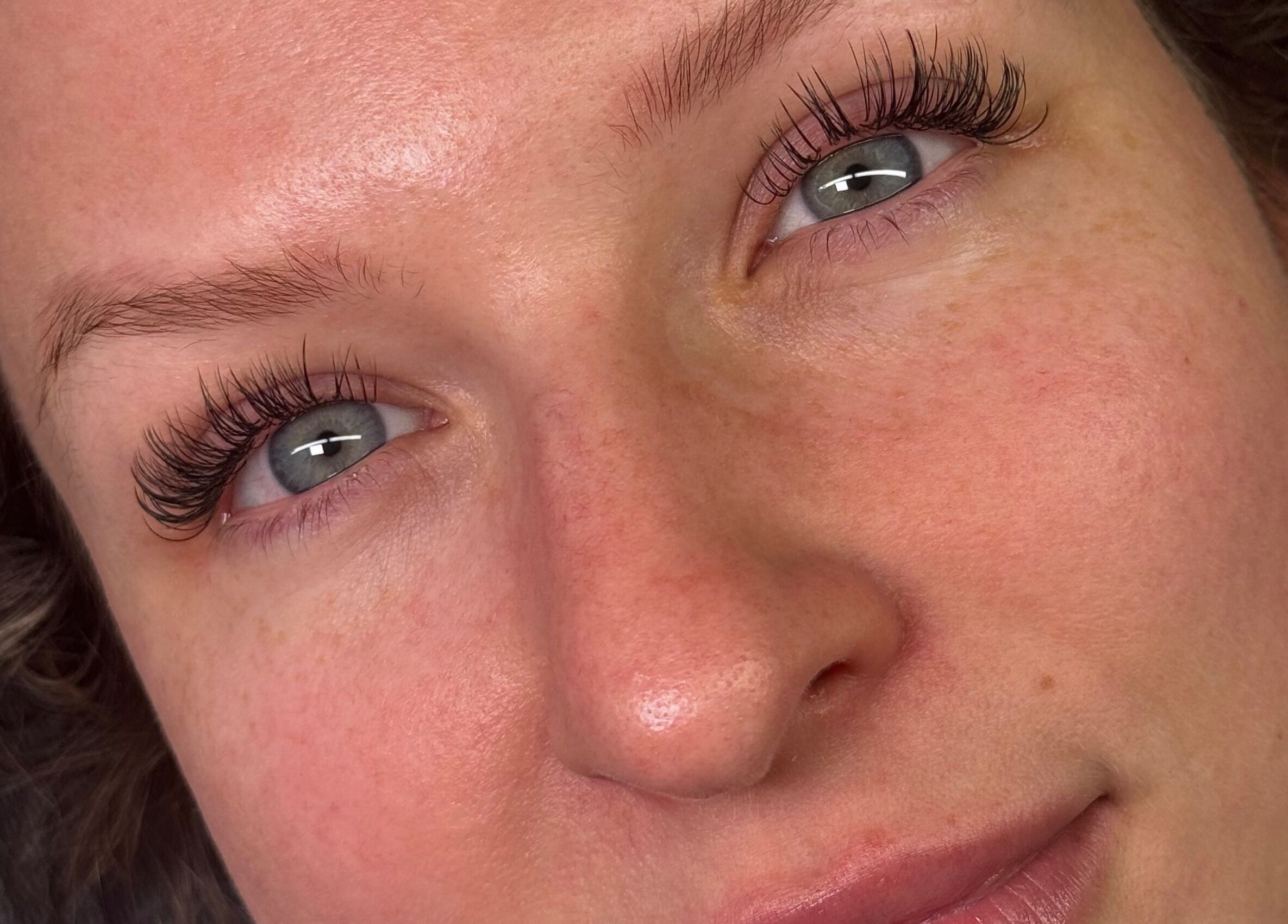 Close-up of enhanced eyelashes at Chunni, Stockport, England, GB, highlighting expert beauty care.