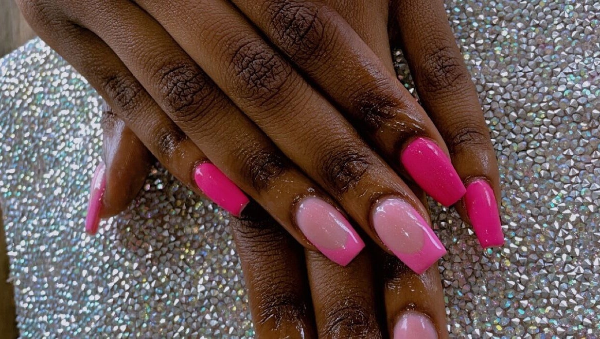 Stunning pink nails at Rebekah’s Creations, Georgetown East bank Demerar, Essequibo Islands-east Demerara, GY.
