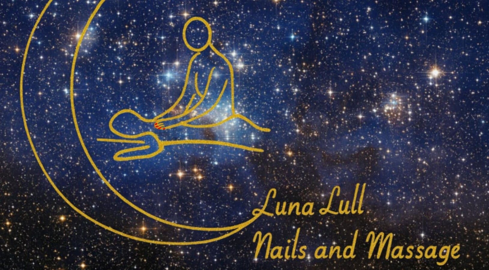 Luna Lull logo depicting a massage scene against a starry sky in Douglas, IM.