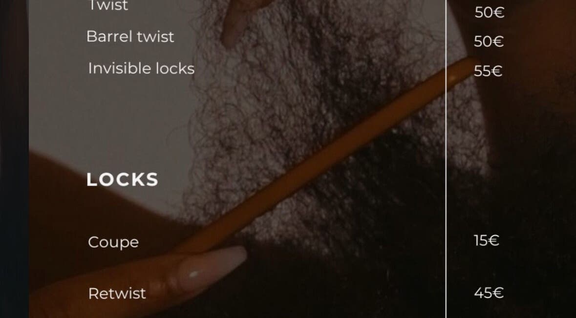 Menu des prix des locks chez Marie.hairstyle à Sarcelles, Île-de-France, FR. Liste des services et tarifs.