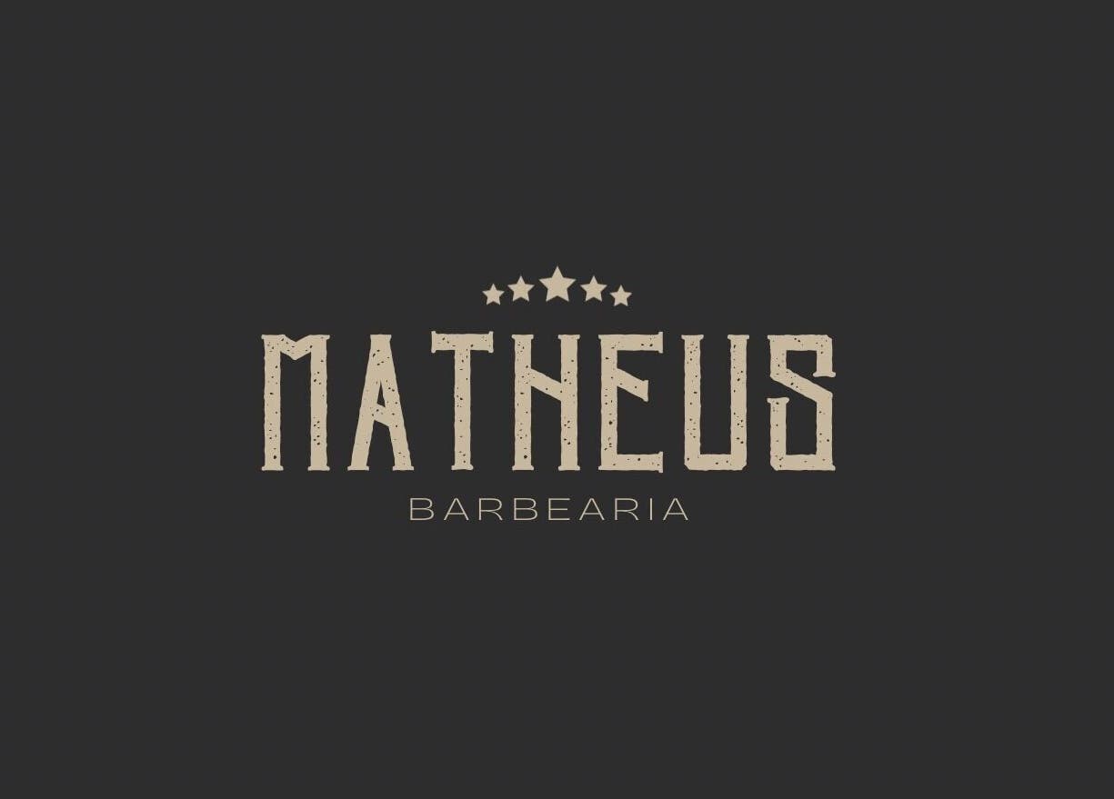 Logotipo da BARBEARIA MATHEUS destacando nome e estrelas em Ceará, Ceará, BR.