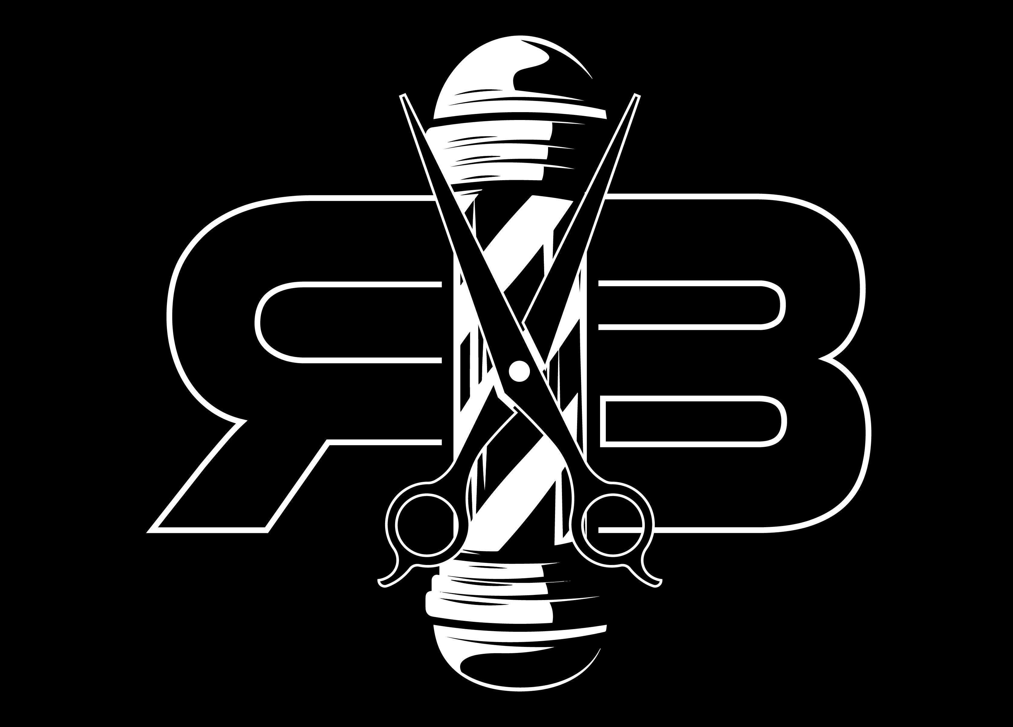 Ricktbarber logo with scissors and barber pole, Springfield, Massachusetts, US.