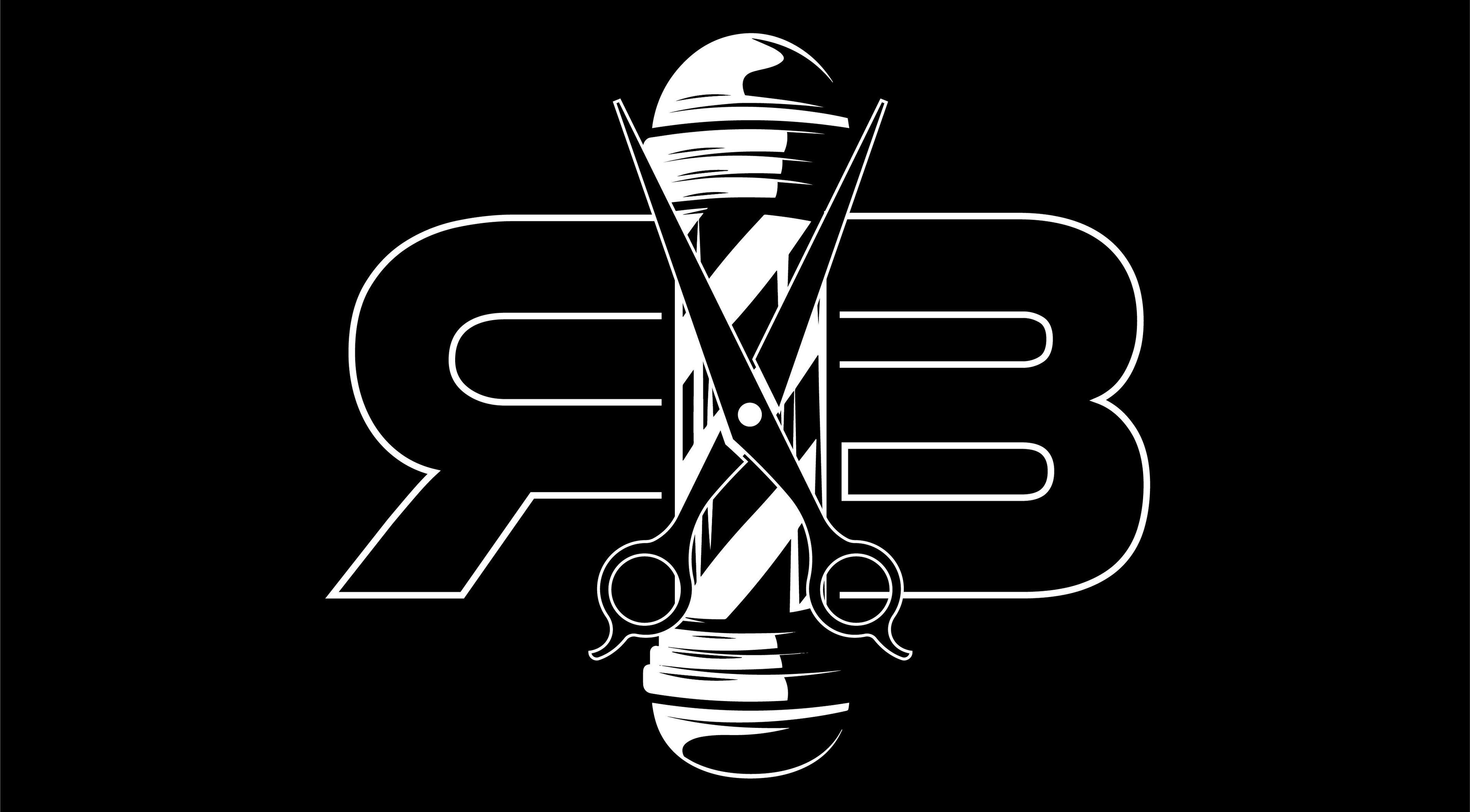 Ricktbarber logo with scissors and barber pole, Springfield, Massachusetts, US.