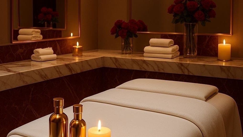 Table de massage relaxante chez Calm’nurse, Lattes, Occitanie, FR avec bougies et serviettes.