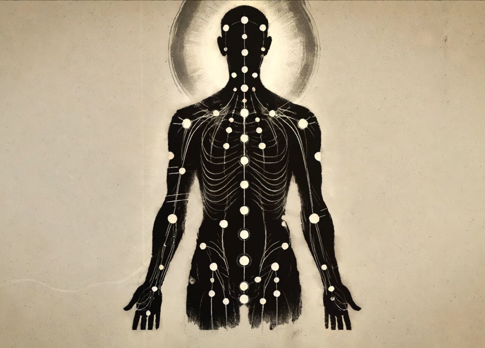 Schéma de points énergétiques au Calm’nurse, Lattes, Occitanie, FR. Ressourcez votre énergie vitale.