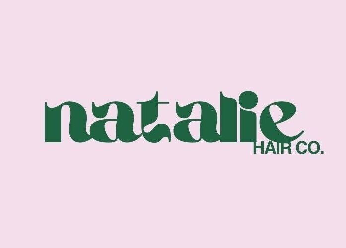 Natalie Hair Co logo in green on pink, Singleton, New South Wales, AU.