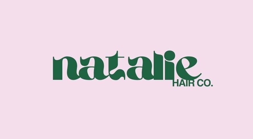 Natalie Hair Co logo in green on pink, Singleton, New South Wales, AU.