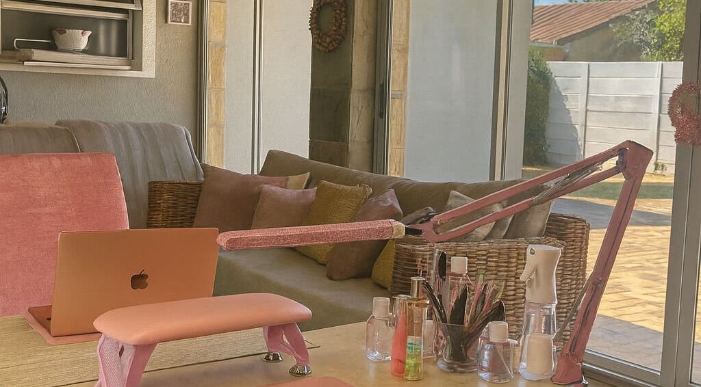 Welcoming interior of Nailsby Demzyn in Cape Town, Western Cape, ZA featuring a nail station and cozy decor.