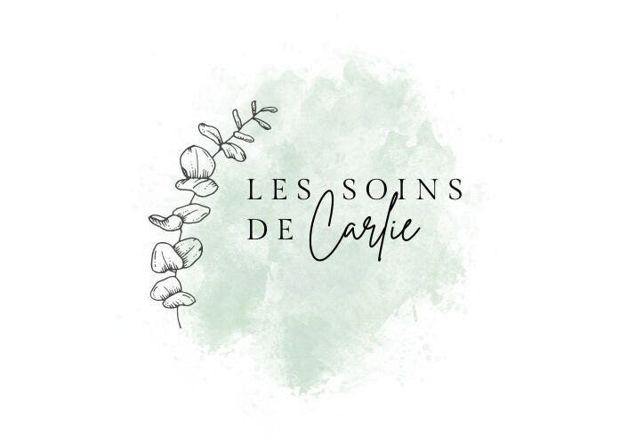 Logo de Les Soins de Carlie 🌿 avec motif d'eucalyptus, Saint-Julien-en-Genevois, Auvergne-Rhône-Alpes, FR.