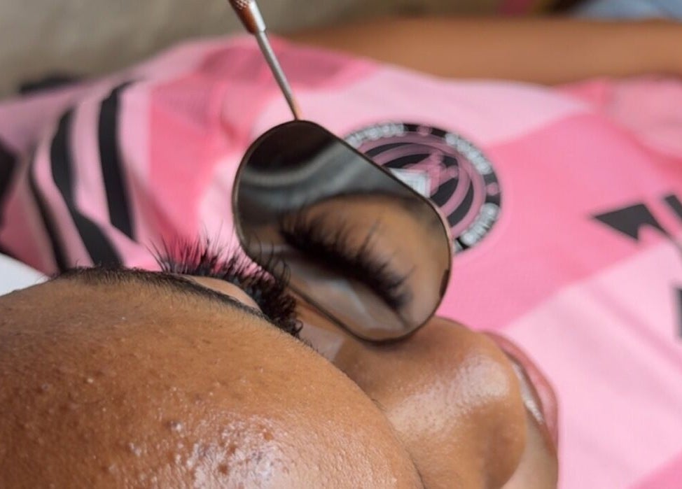 Eyelash extensions application at The Belle pub, Gwarinpa, Federal Capital Territory, NG.