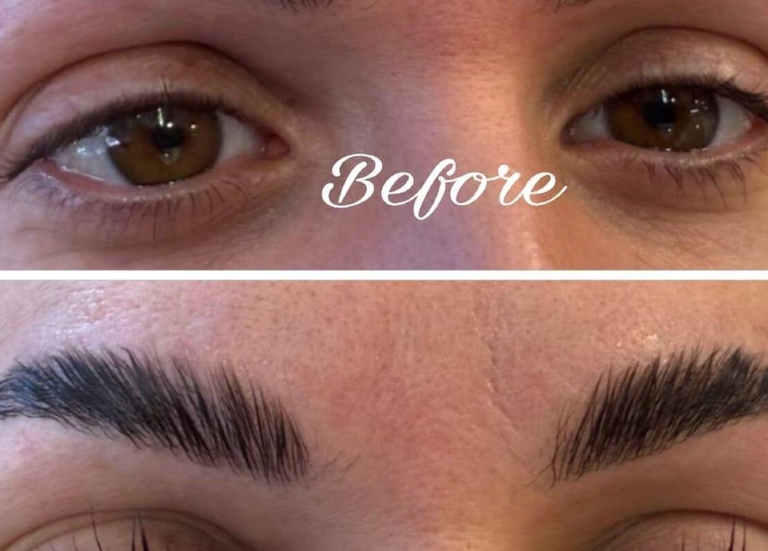Before and after eyebrow treatment at Strand & Style Beauty Lounge, Melbourne, Victoria, AU.