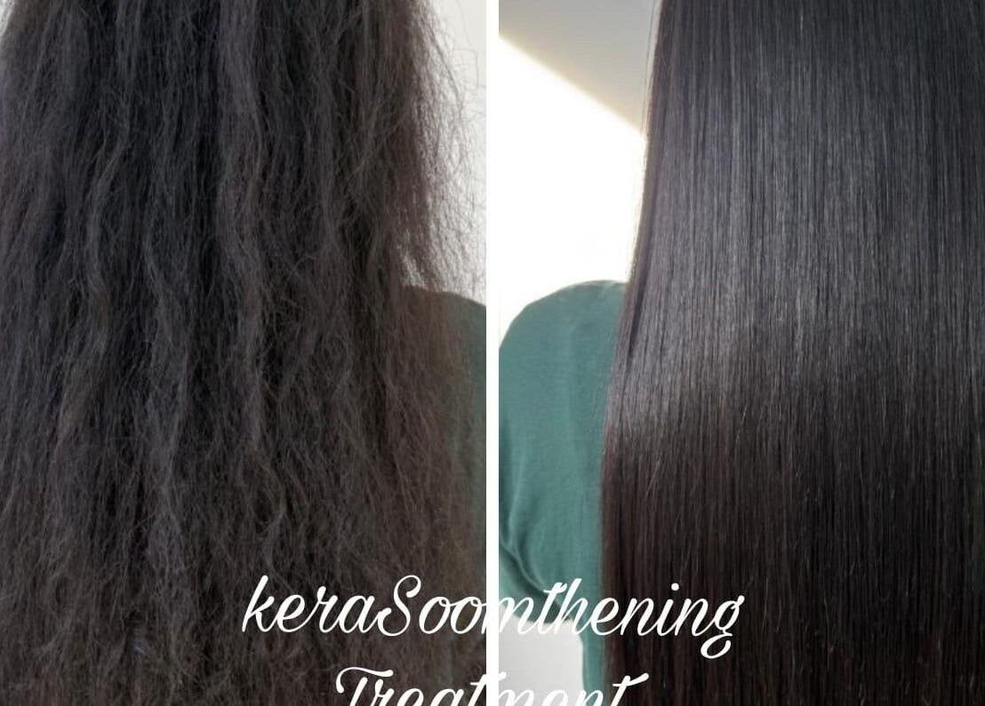 Before and after hair smoothing at Strand & Style Beauty Lounge, Melbourne, Victoria, AU.