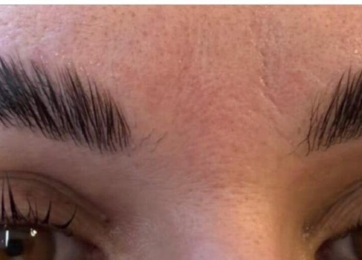 Close-up of polished brows at Strand & Style Beauty Lounge, Melbourne, Victoria, AU.