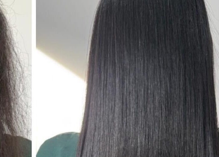 Sleek hair makeover at Strand & Style Beauty Lounge, Melbourne, Victoria, AU with dramatic before and after results.