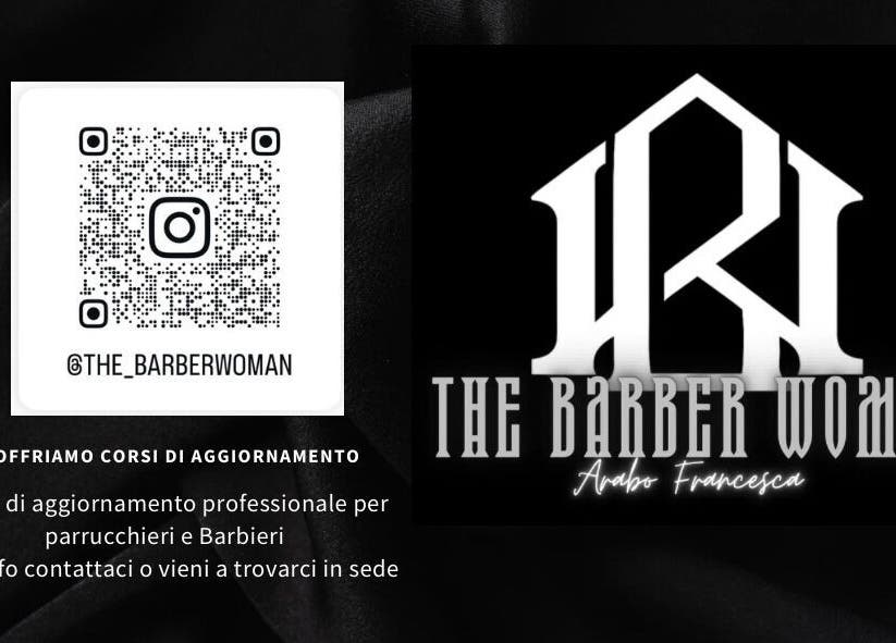 Codice QR di Instagram per THE BARBER WOMAN, Sava, Puglia, IT, con logo in bianco e nero.