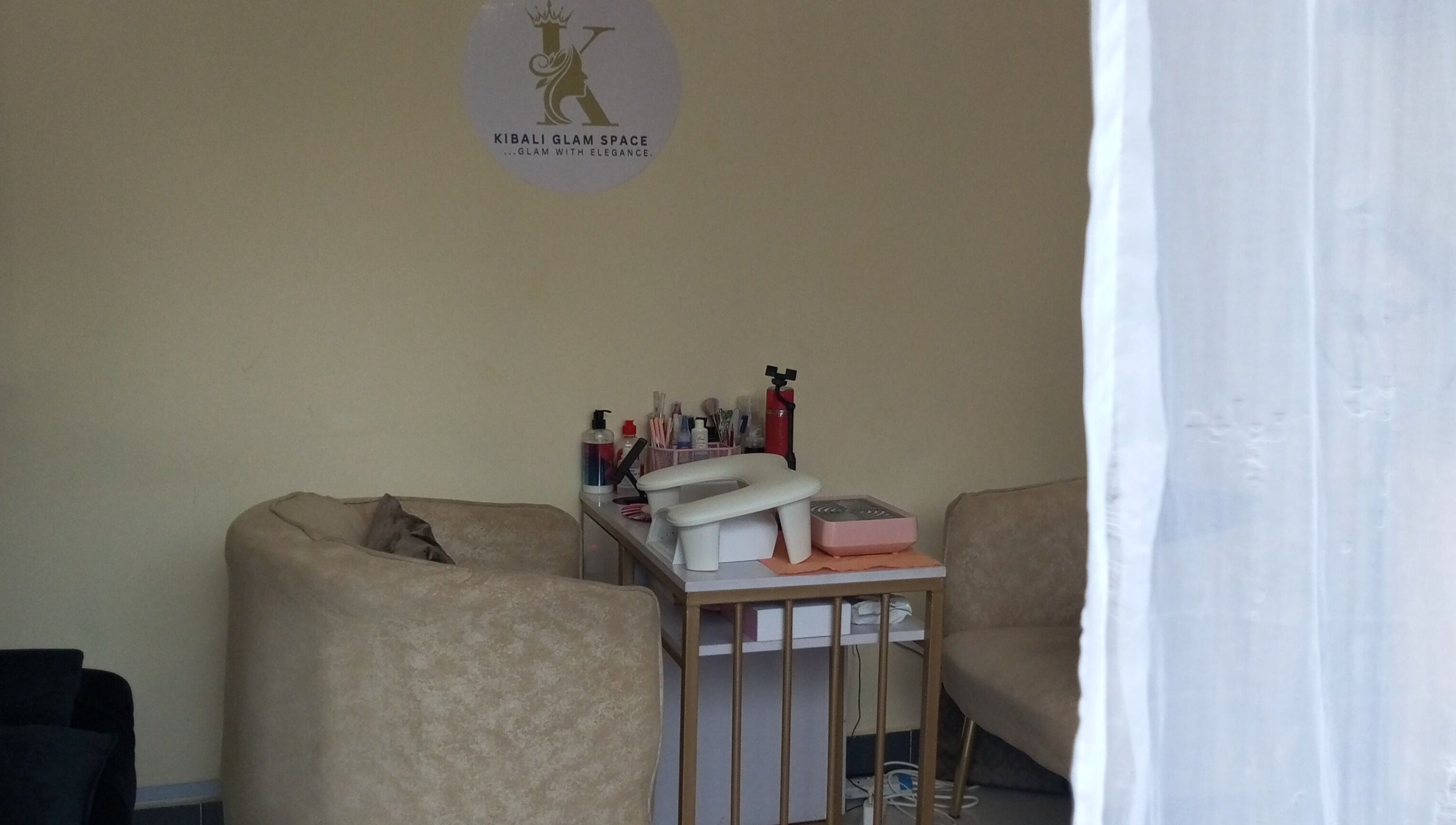 Cozy nail care setup at Kibali Glam Space, Nairobi, Nairobi County, KE. Elegant manicure station.