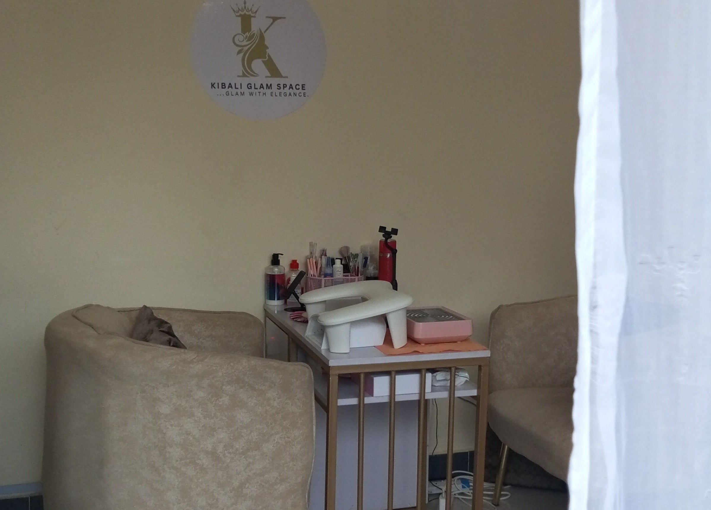 Cozy nail care setup at Kibali Glam Space, Nairobi, Nairobi County, KE. Elegant manicure station.