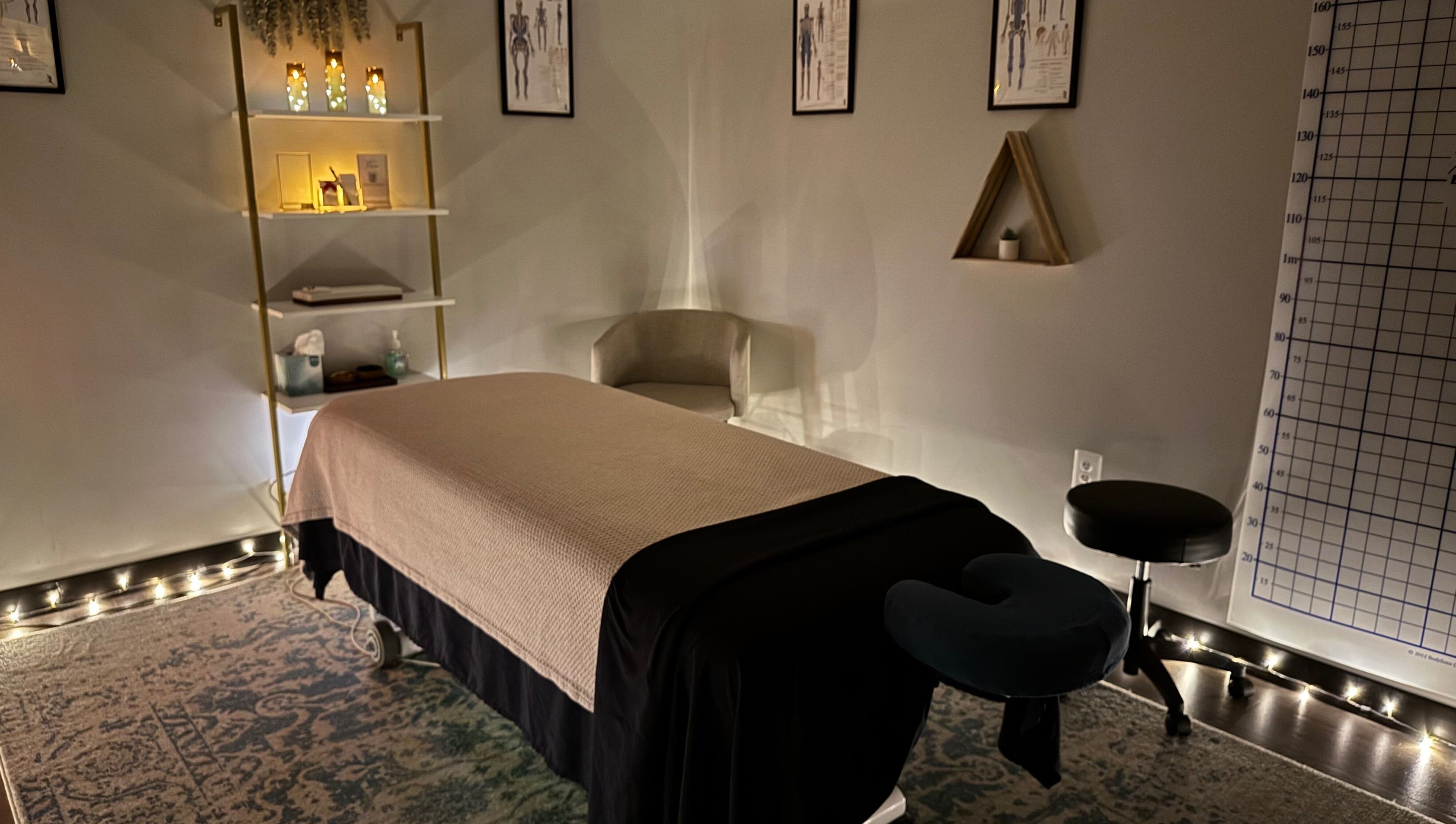 Tranquil massage room at StillPoint Massage & Bodywork, Leesburg, Virginia, US with a cozy ambiance.