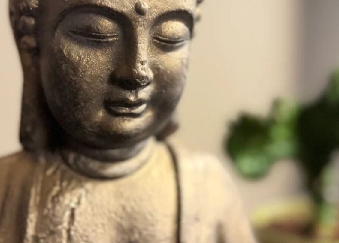 A serene Buddha statue at Ayu Shambhala, Łódź, Województwo Łódzkie, PL, radiating peaceful ambiance.